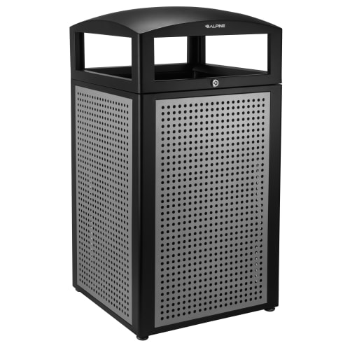 Alpine Industries 40 Gallon All-Weather Outdoor Trash Can with Steel Panels